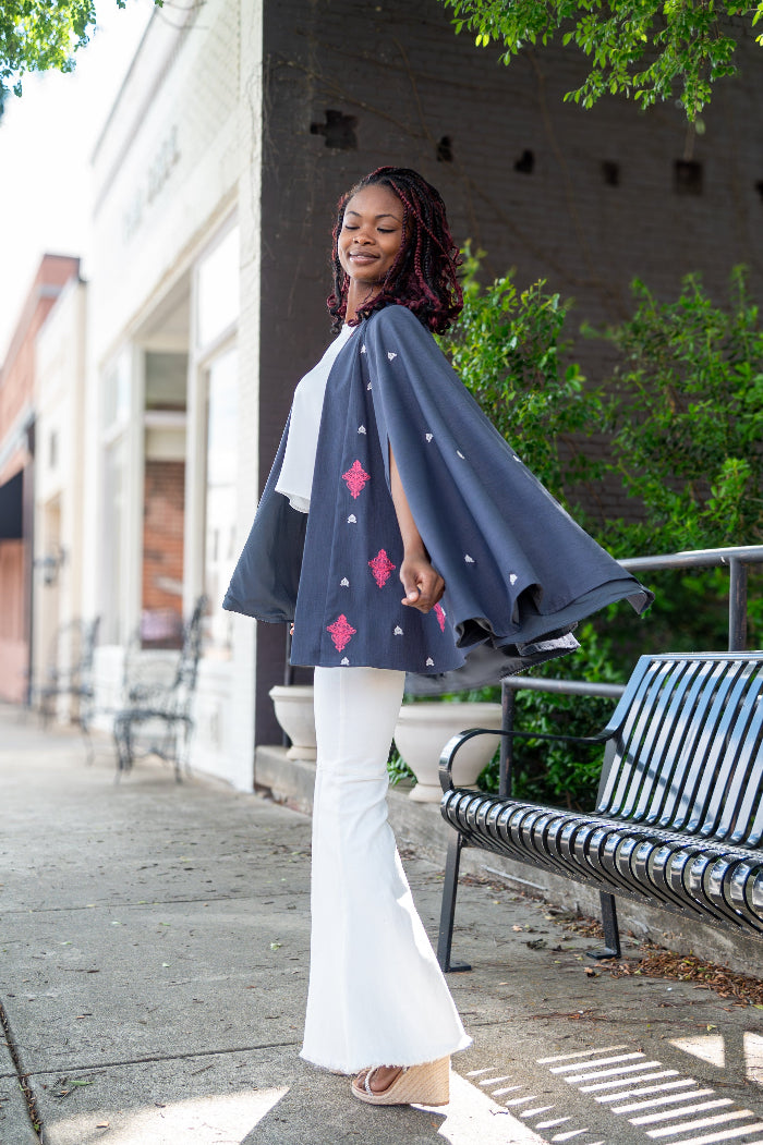 Denim Blue & Pink Cape