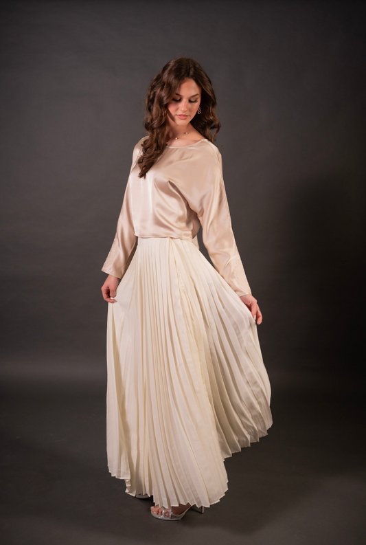 FARA - White Pleated Wide Leg Pants