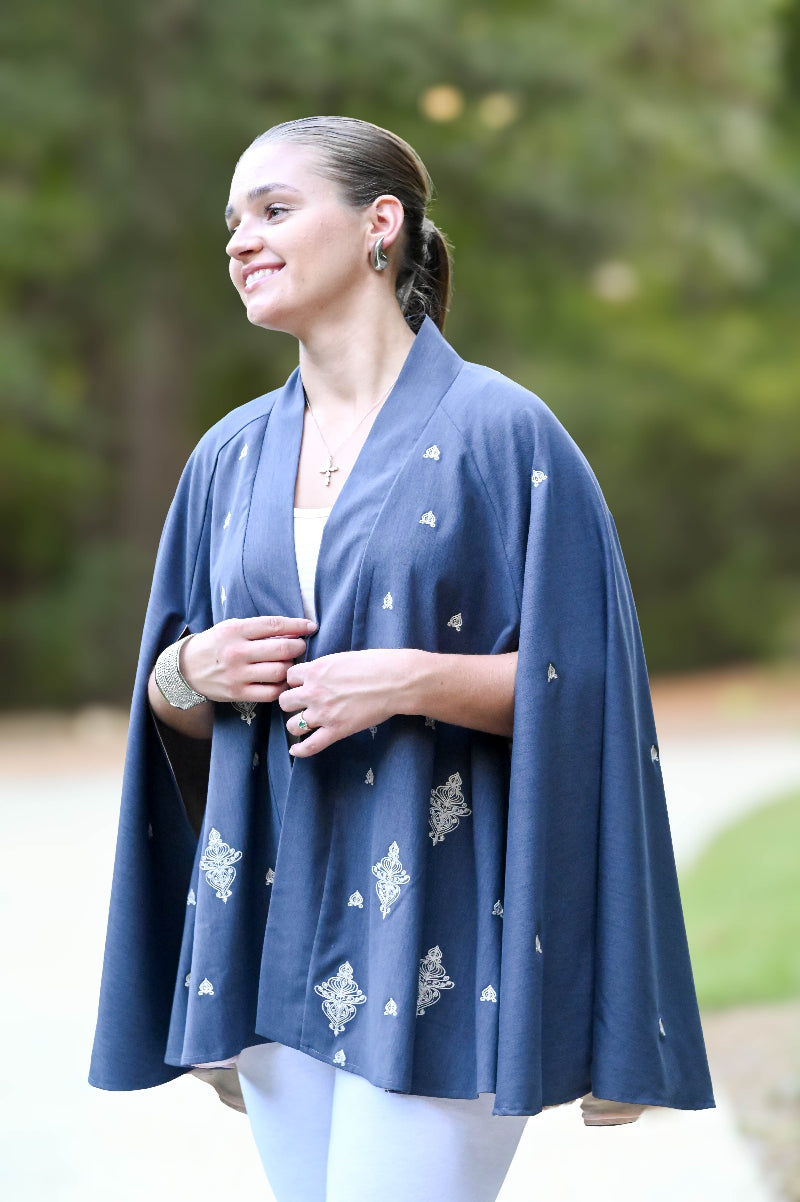 Denim Blue & Beige Cape