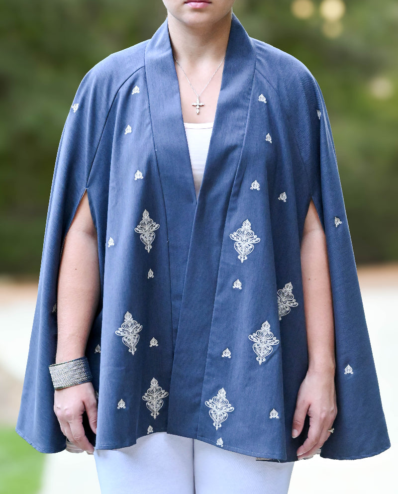 Denim Blue & Beige Cape