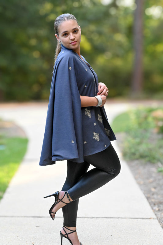 Denim Blue & Silver Cape