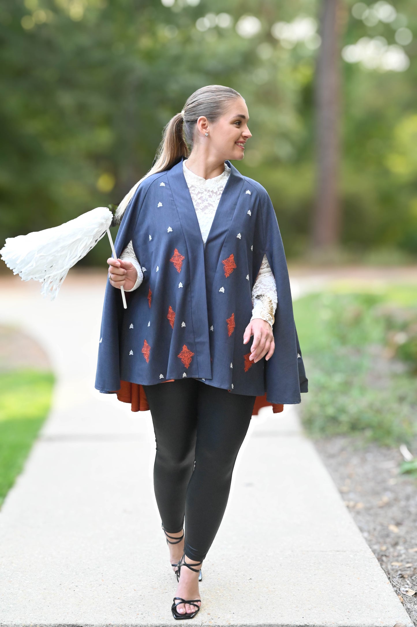 Denim Blue and Rust Cape