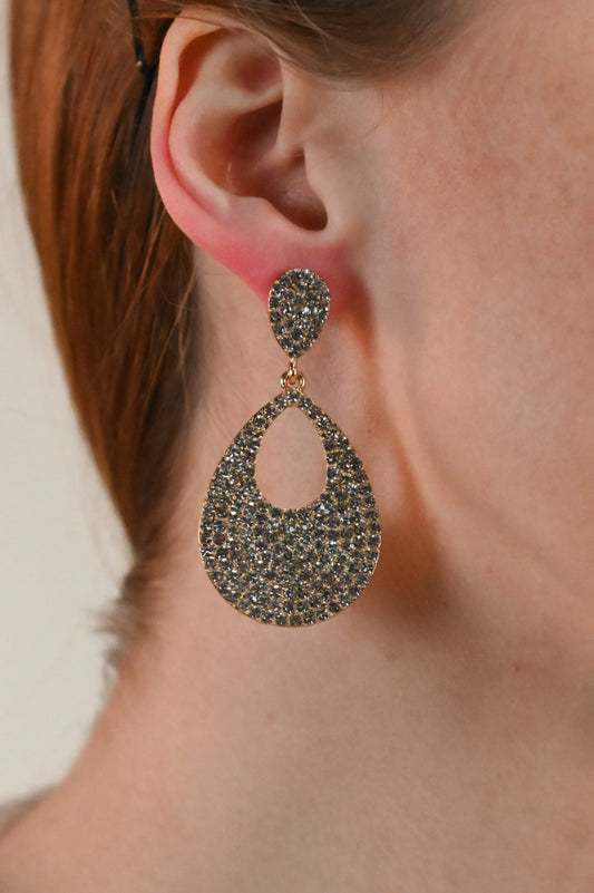 Gold Rhinestone Pendant Earrings