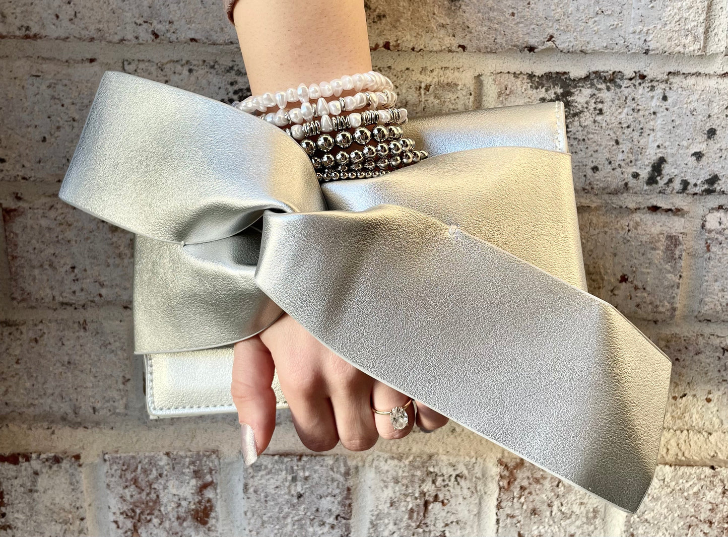 Silver Clutch and Bracelet Gift Set