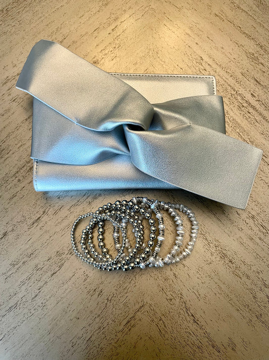 Silver Clutch and Bracelet Gift Set