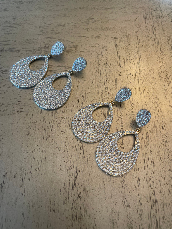 Silver Rhinestone Pendant Earrings