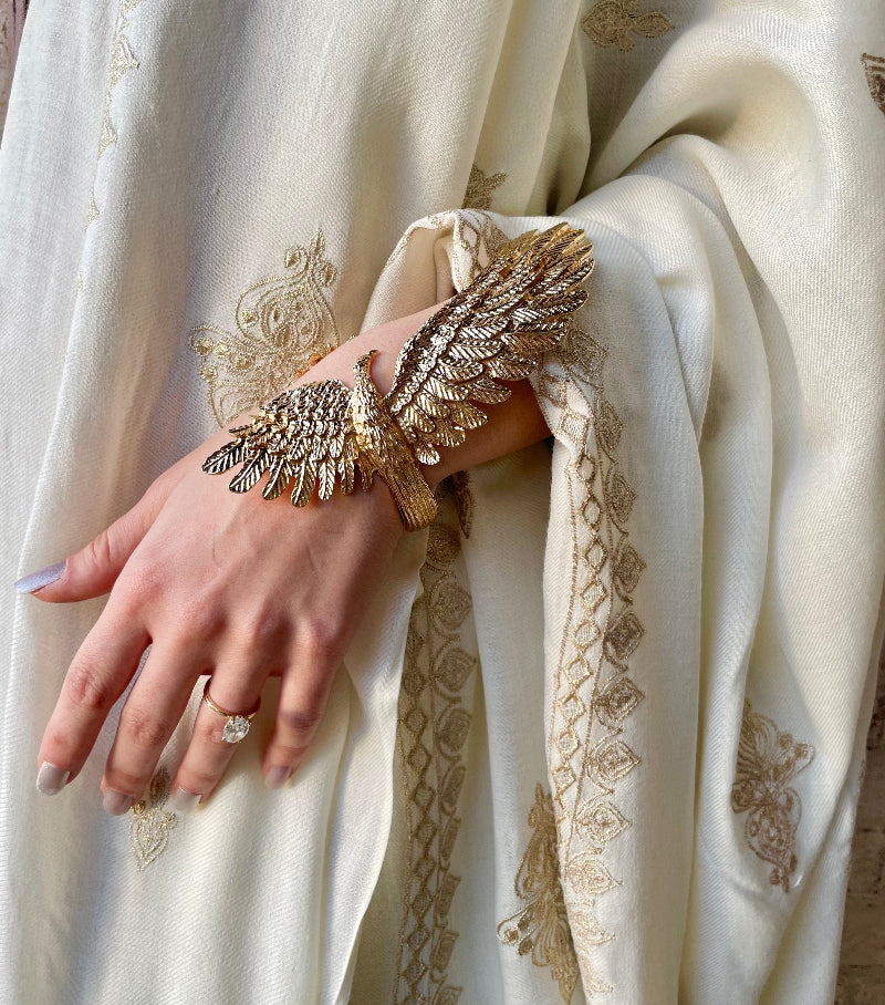 Cream Shawl and Eagle Cuff Gift Set